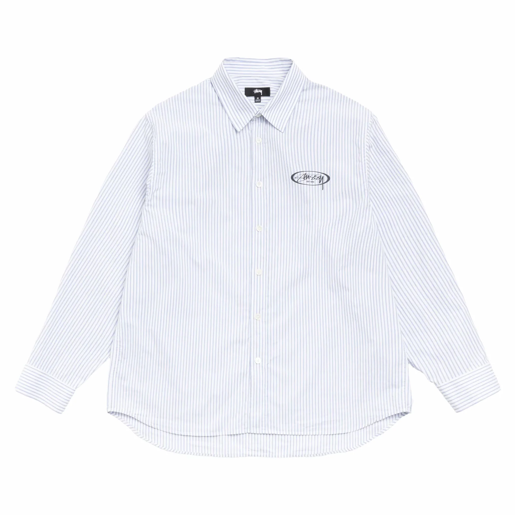 Stüssy Standard Longsleeve Shirt Logo (Blue Stripe)