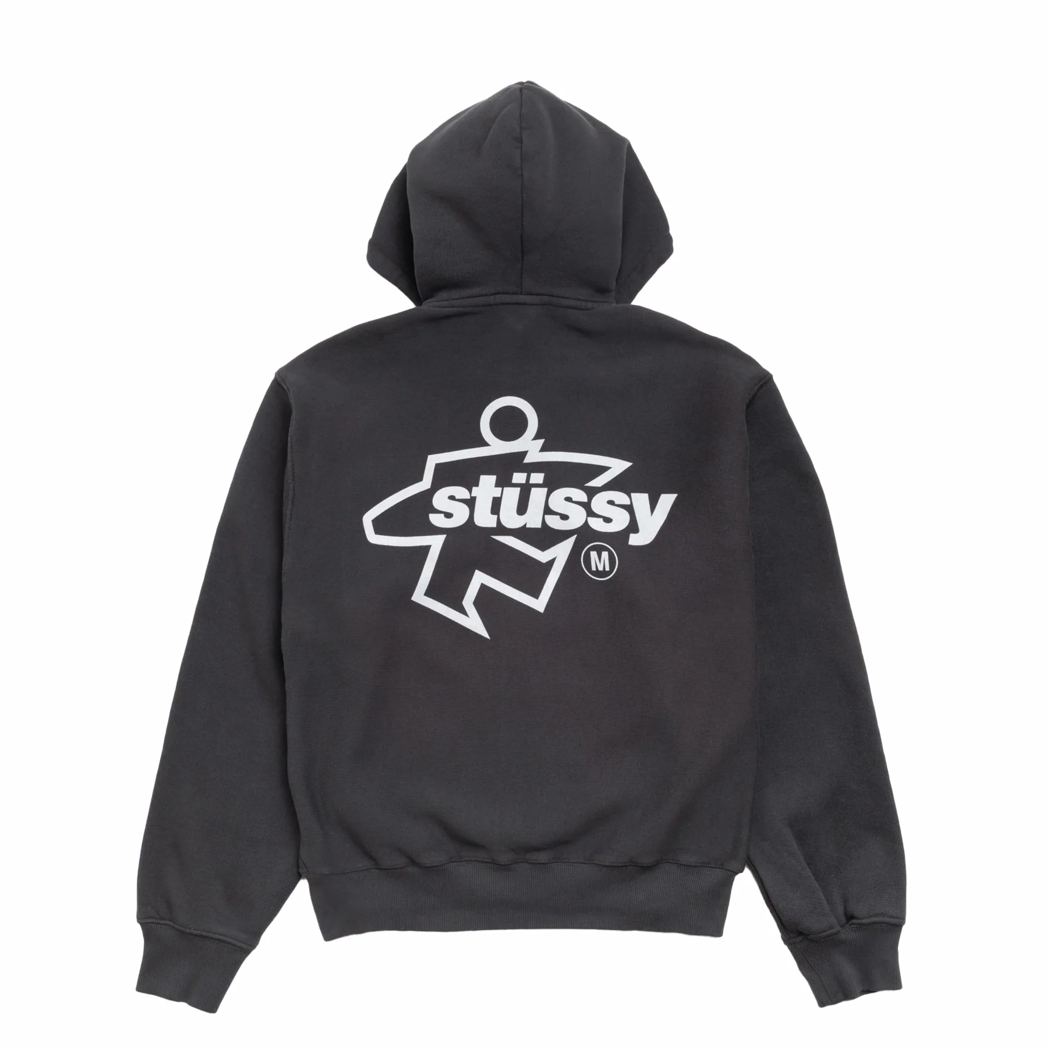 Stüssy Surf Size Garment Dyed Zip Hoodie (Faded Black) - Image 2