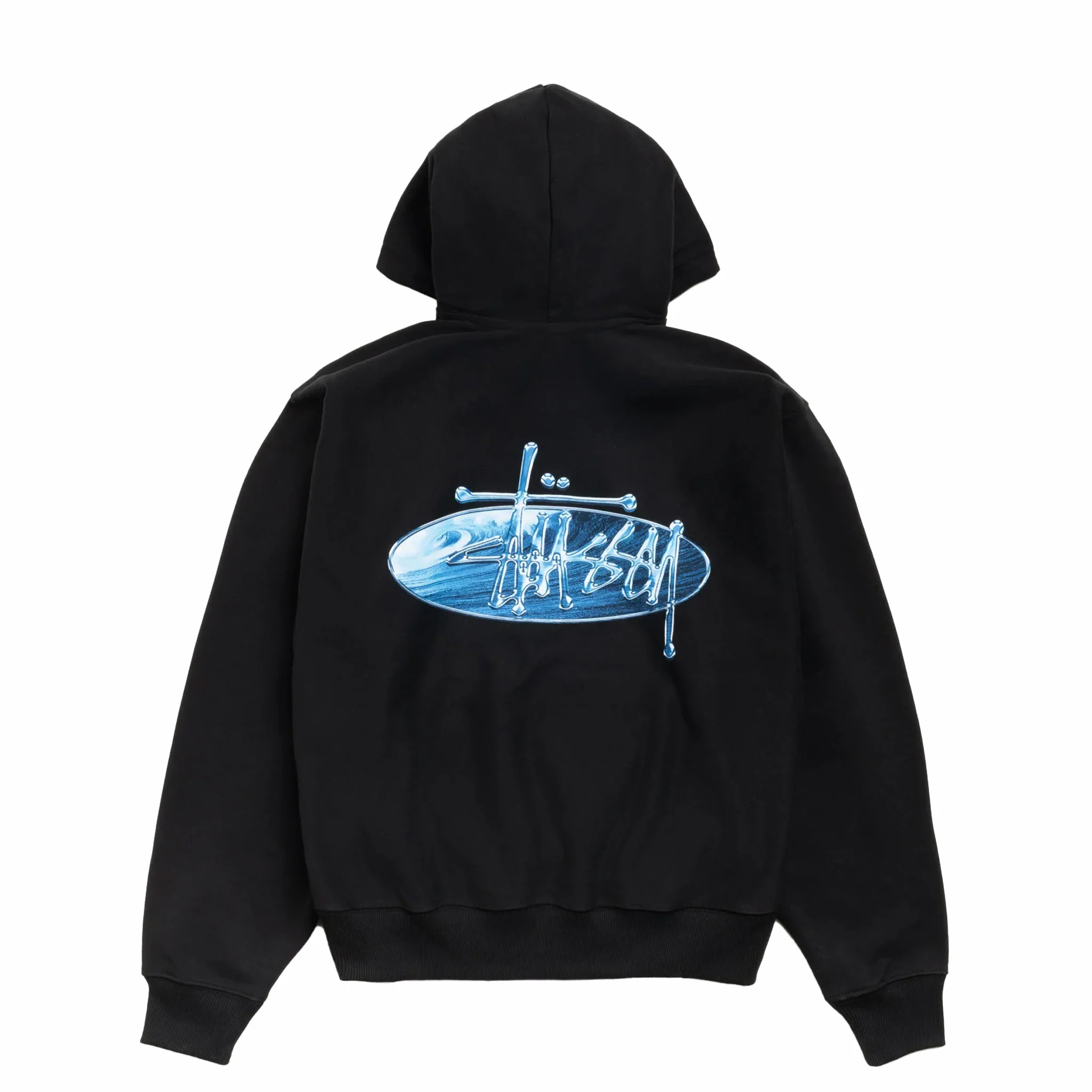 Stüssy Wave Oval Hoodie (Black) - Image 2