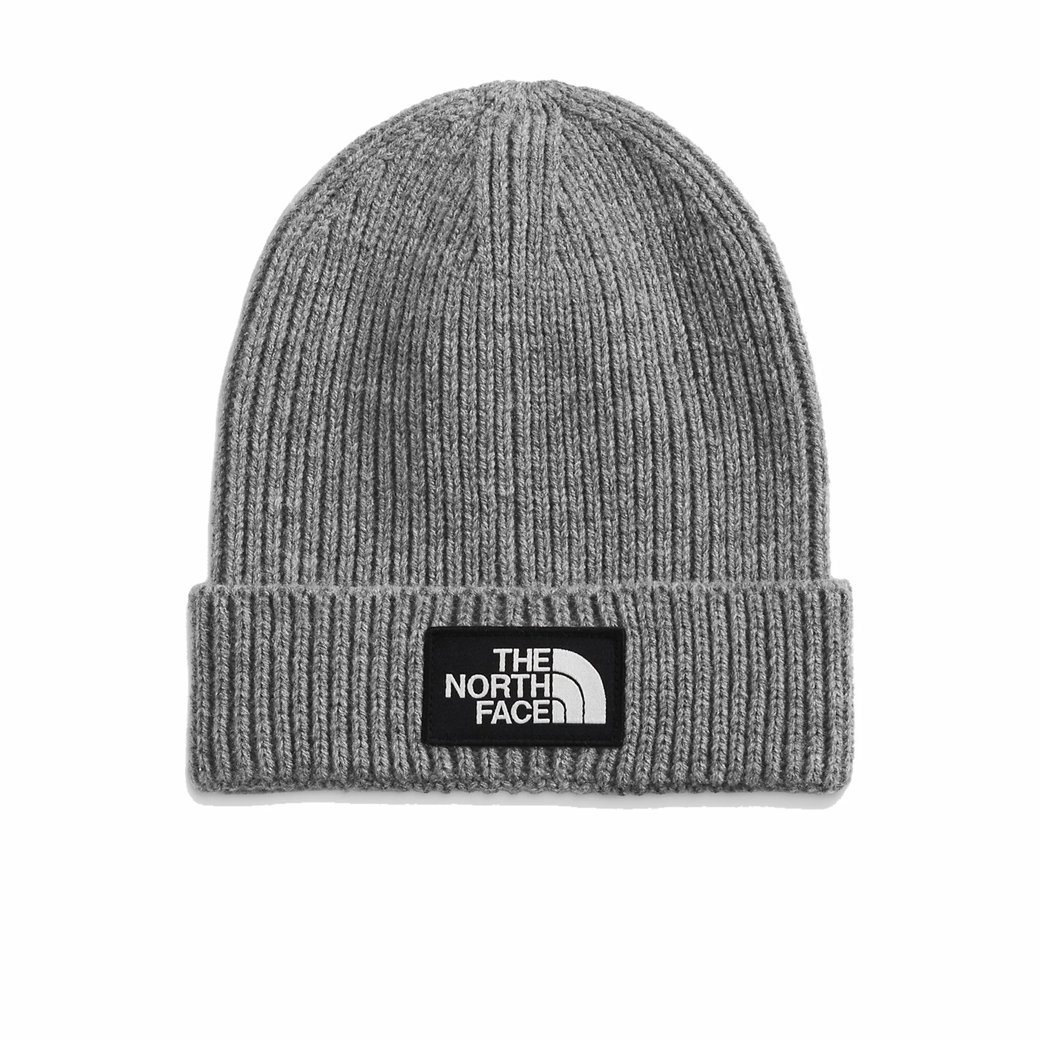 The North Face TNF Logo Box Cuffed Beanie (TNF Medium Grey Heather)
