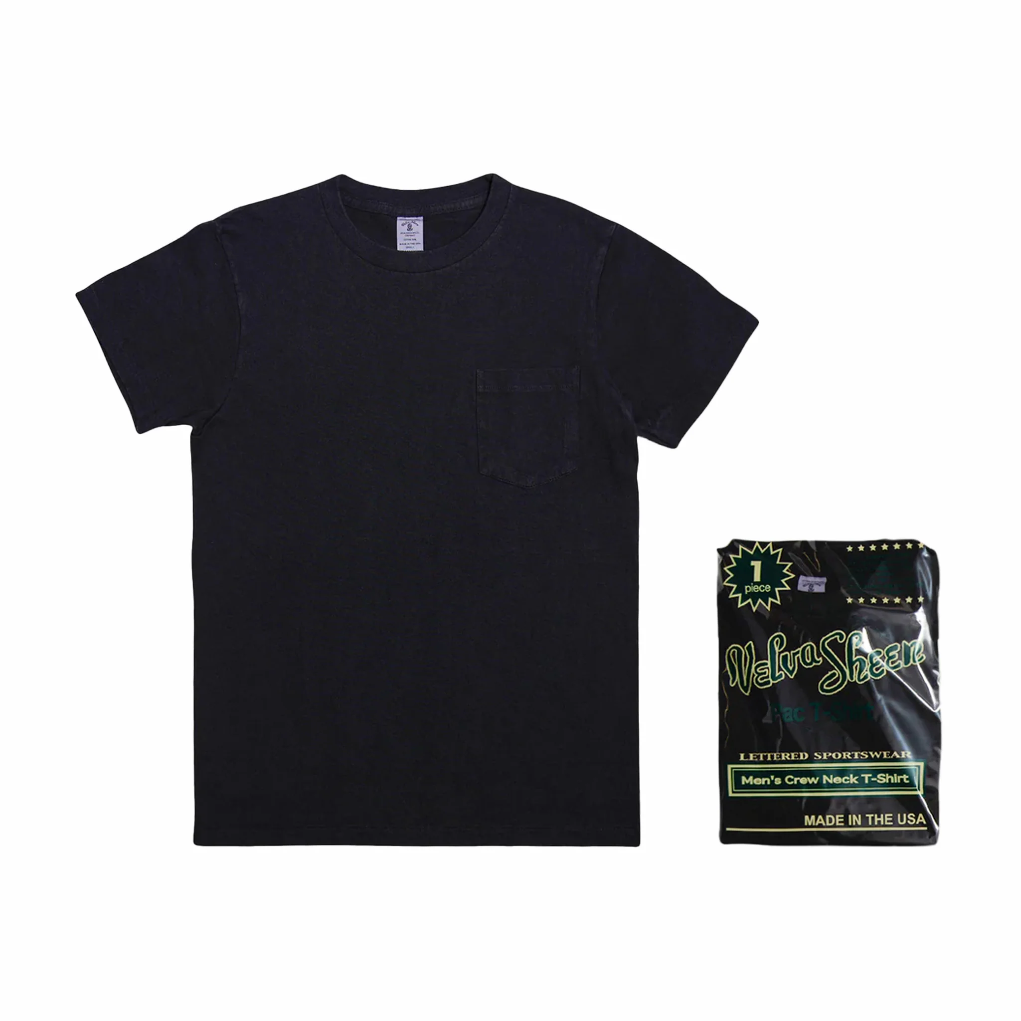Velva Sheen Short Sleeve Cotton Pocket Tee - 1 Pac (Black Indigo Dyed) - Image 2