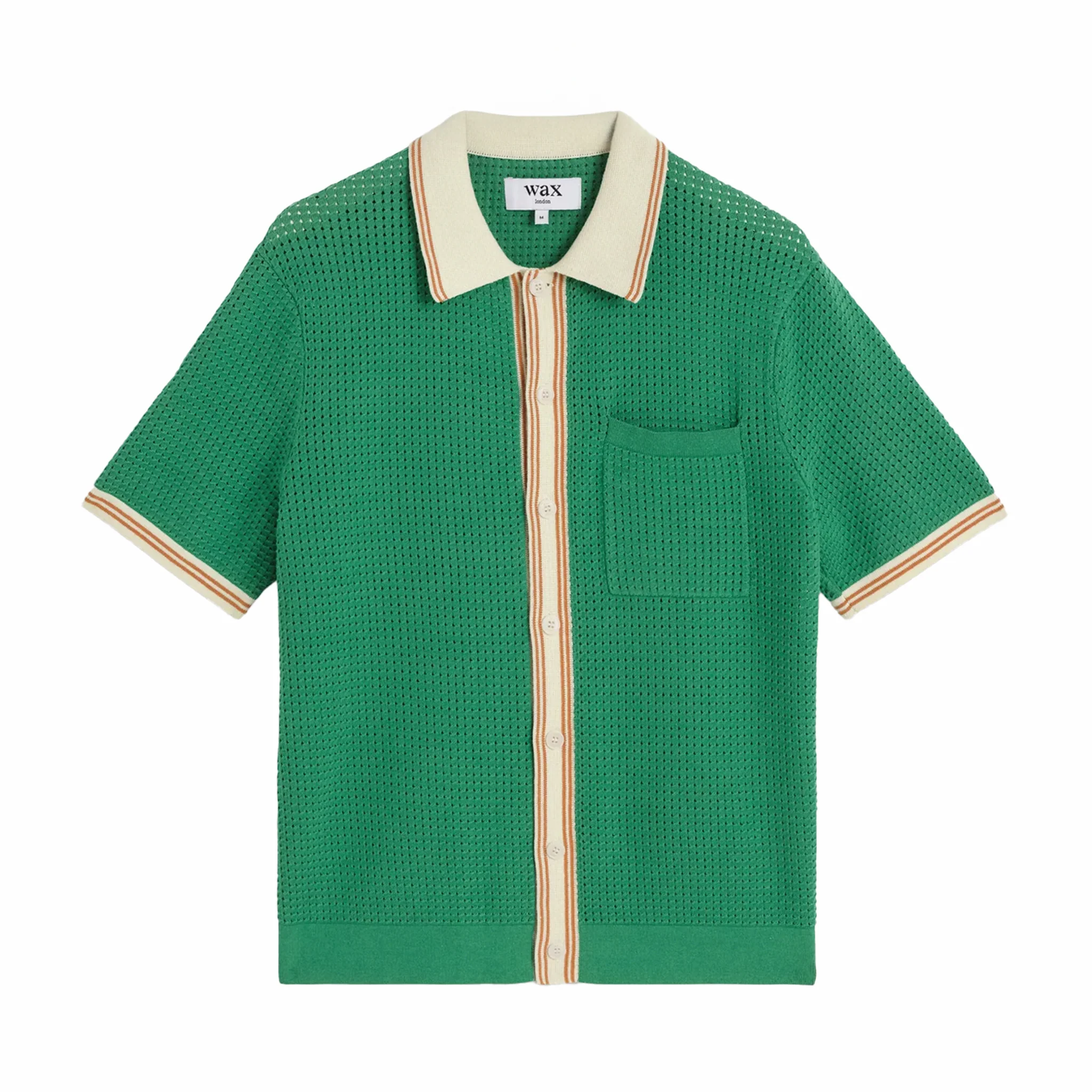 Wax London Belle SS Shirt - Tipped Pointelle (Green/Ecru)
