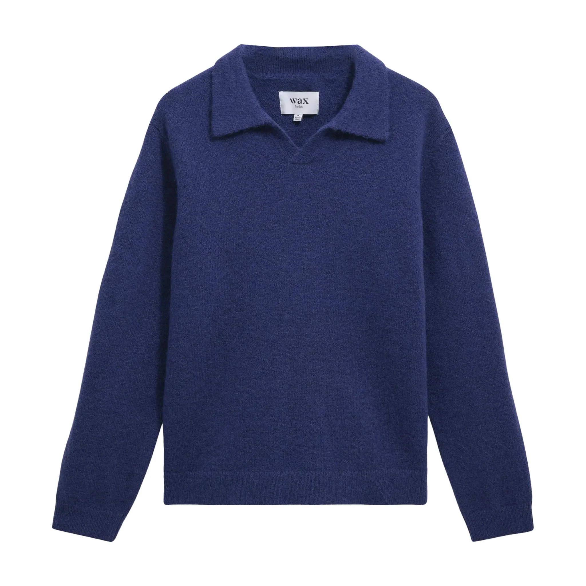 Wax London Carter Open Collar Polo - Fluffy Wool Blend (Blue)