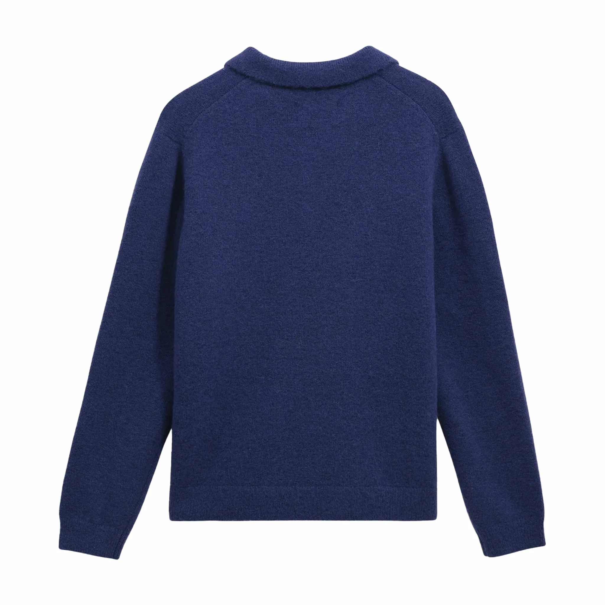 Wax London Carter Open Collar Polo - Fluffy Wool Blend (Blue) - Image 2