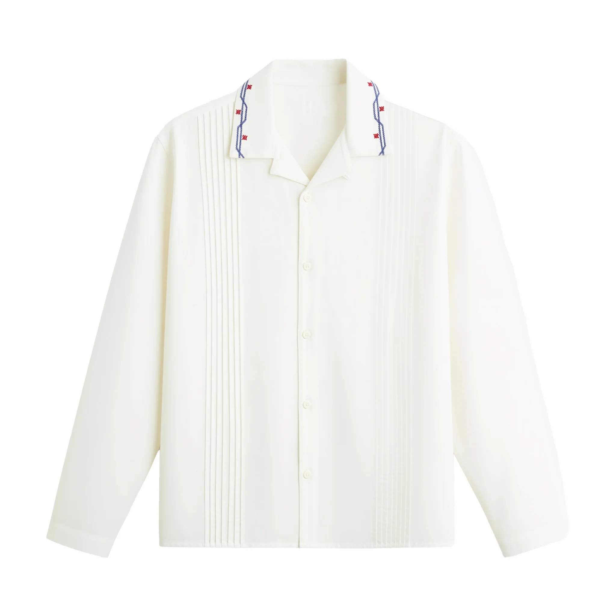 Wax London Corey LS Shirt - Pintuck Border (Ecru)