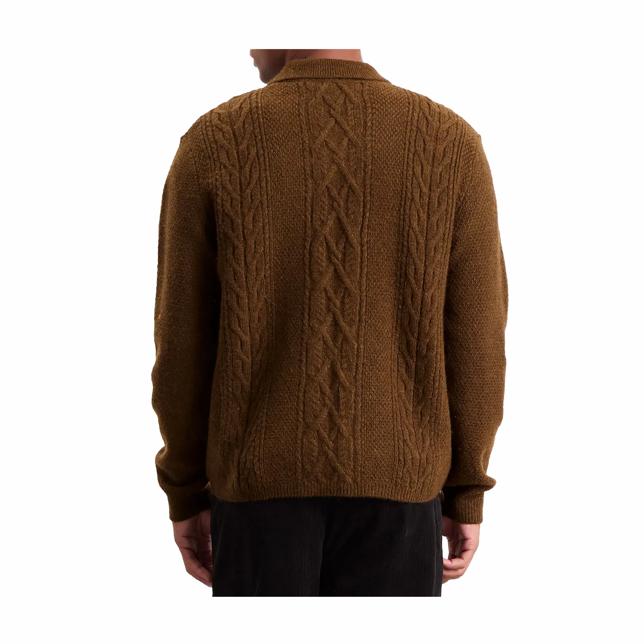 Wax London Friar Zip Knit Jacket - Brush Cable (Brown) - Image 2