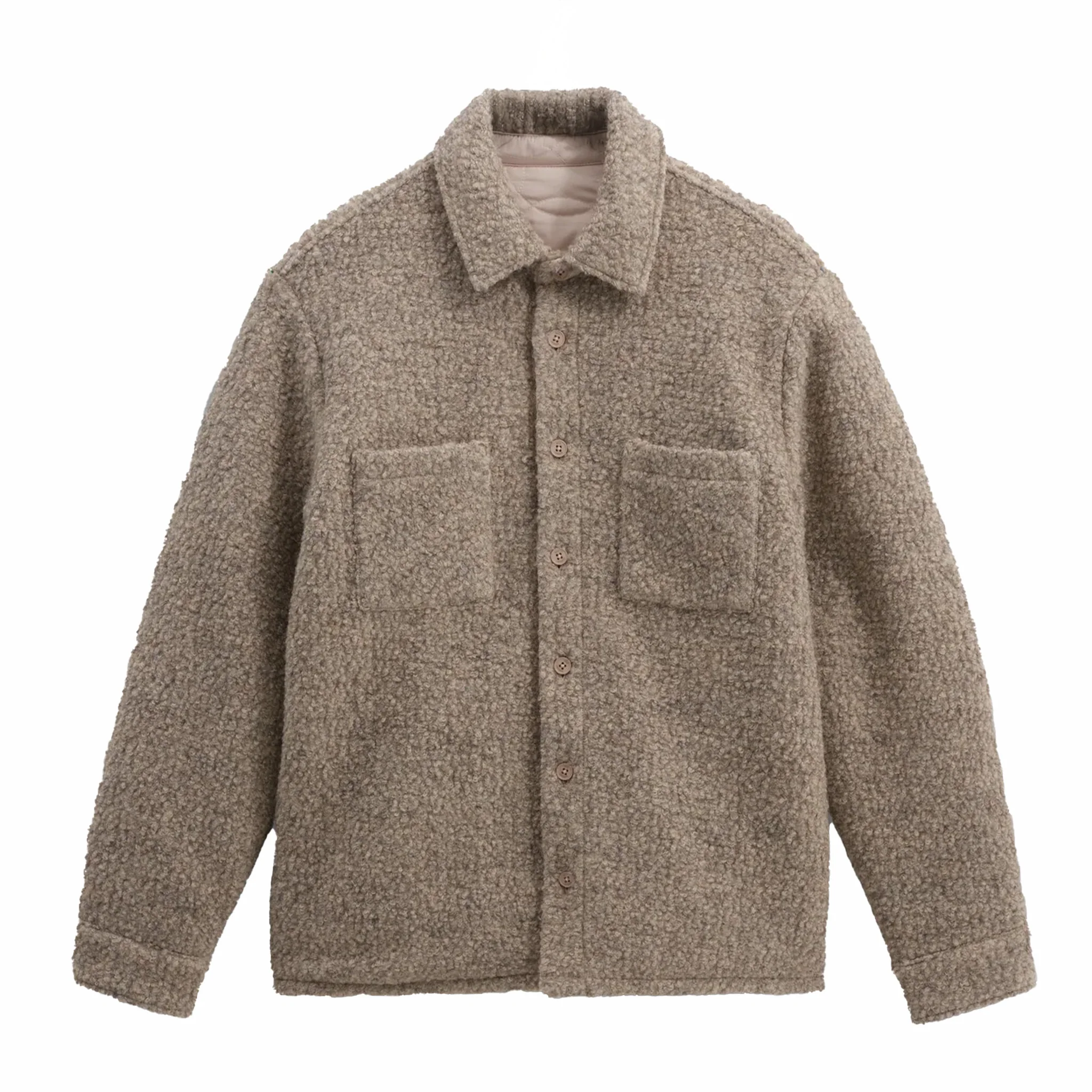 Wax London Mount Reversible Overshirt - Bobble Wool (Natural)