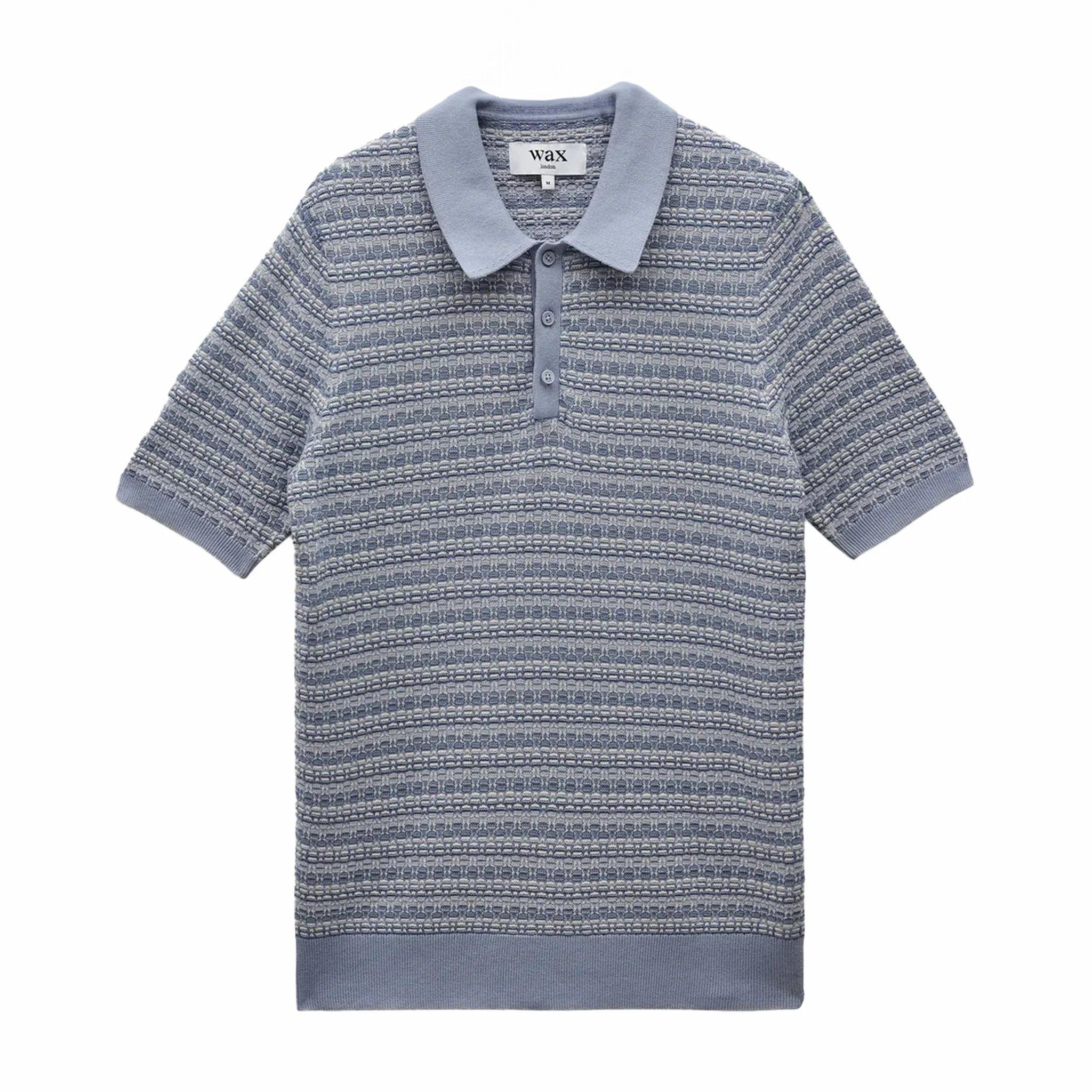 Wax London Naples SS Polo - Mini Geo (Light Blue)