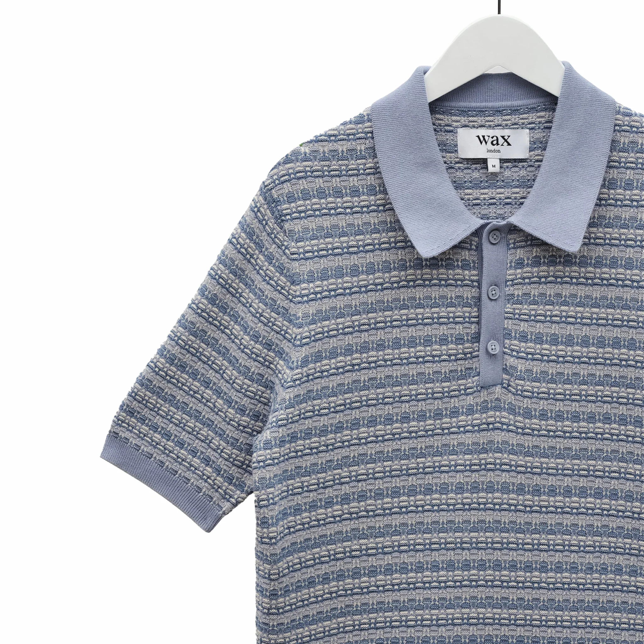 Wax London Naples SS Polo - Mini Geo (Light Blue) - Image 3