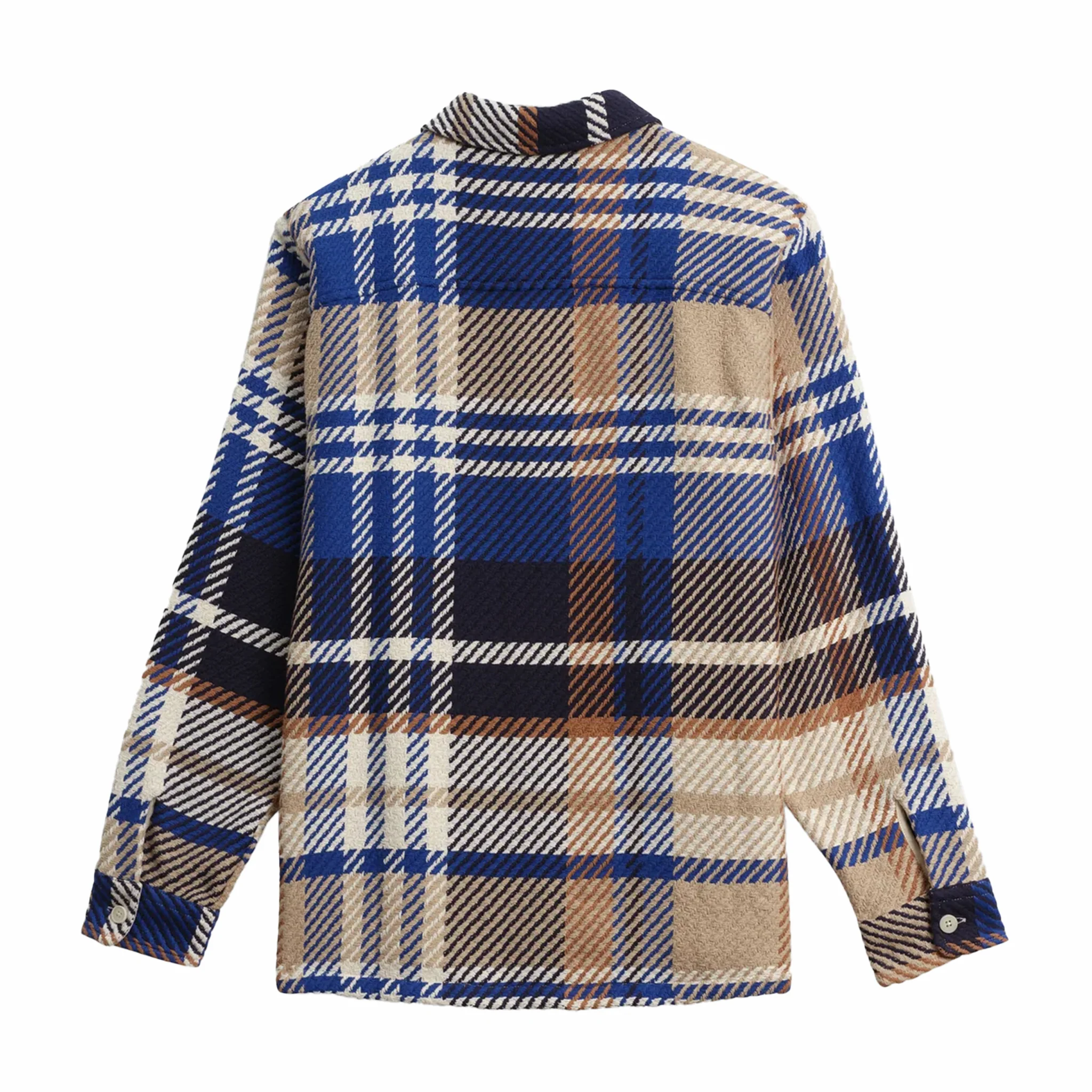 Wax London Whiting Overshirt - Bold Check (Blue/Tan) - Image 2
