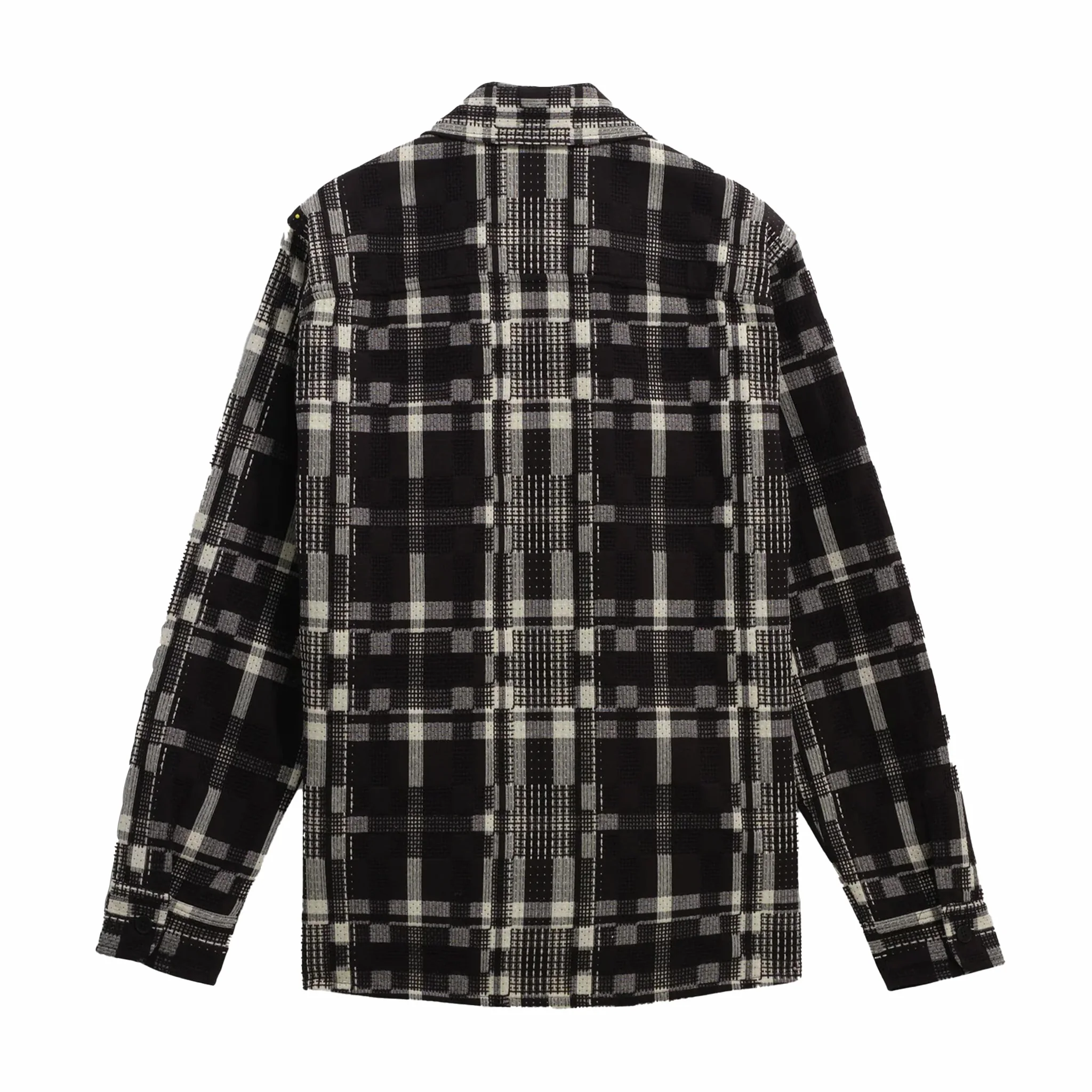 Wax London Whiting Overshirt - Glitch Check (Black/Ecru) - Image 2