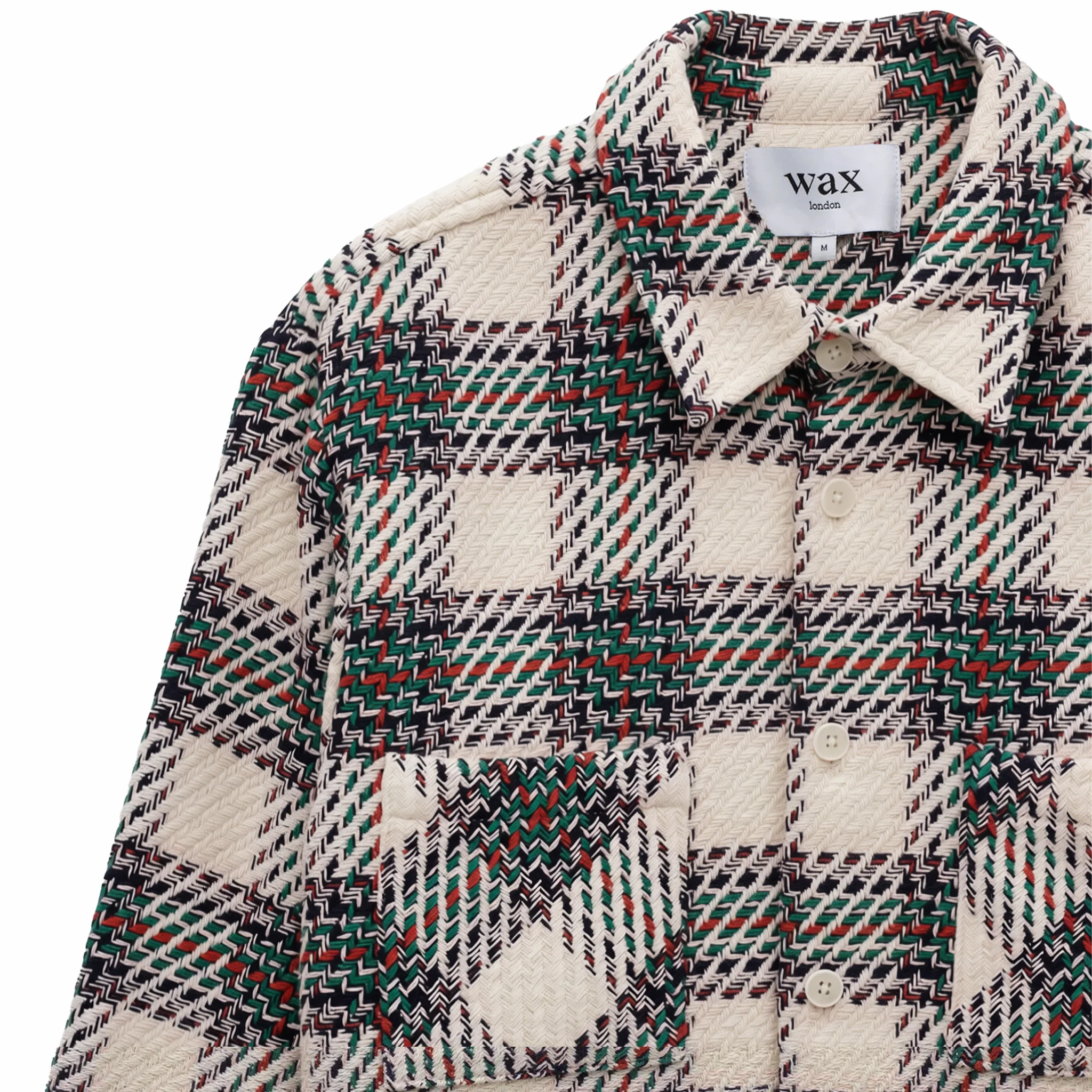 Wax London Whiting Overshirt - Hutton Check (Ecru/Multi) - Image 3