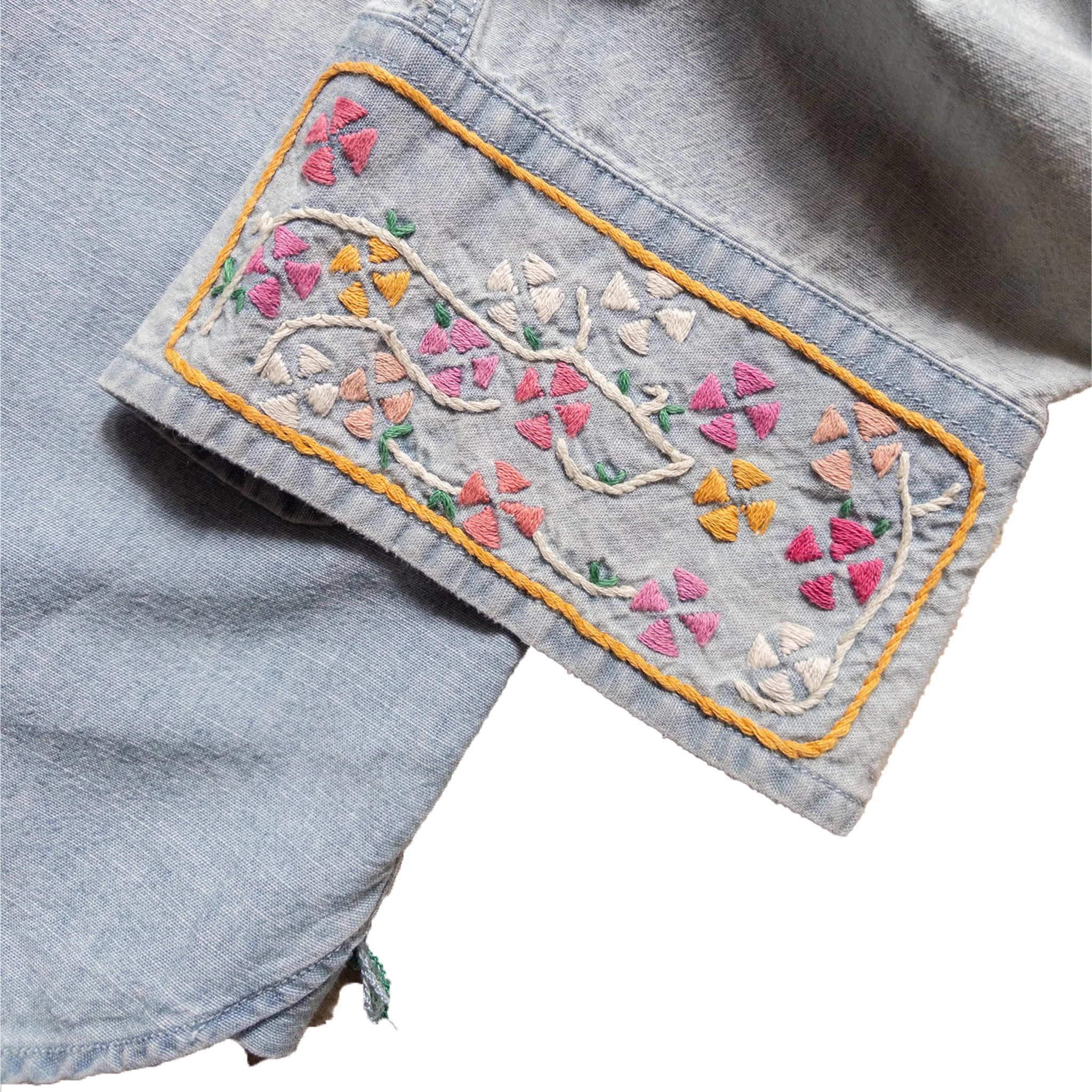 Wythe Embroidered Chambray Workshirt (Washed and Sunfaded Indigo) - Image 3