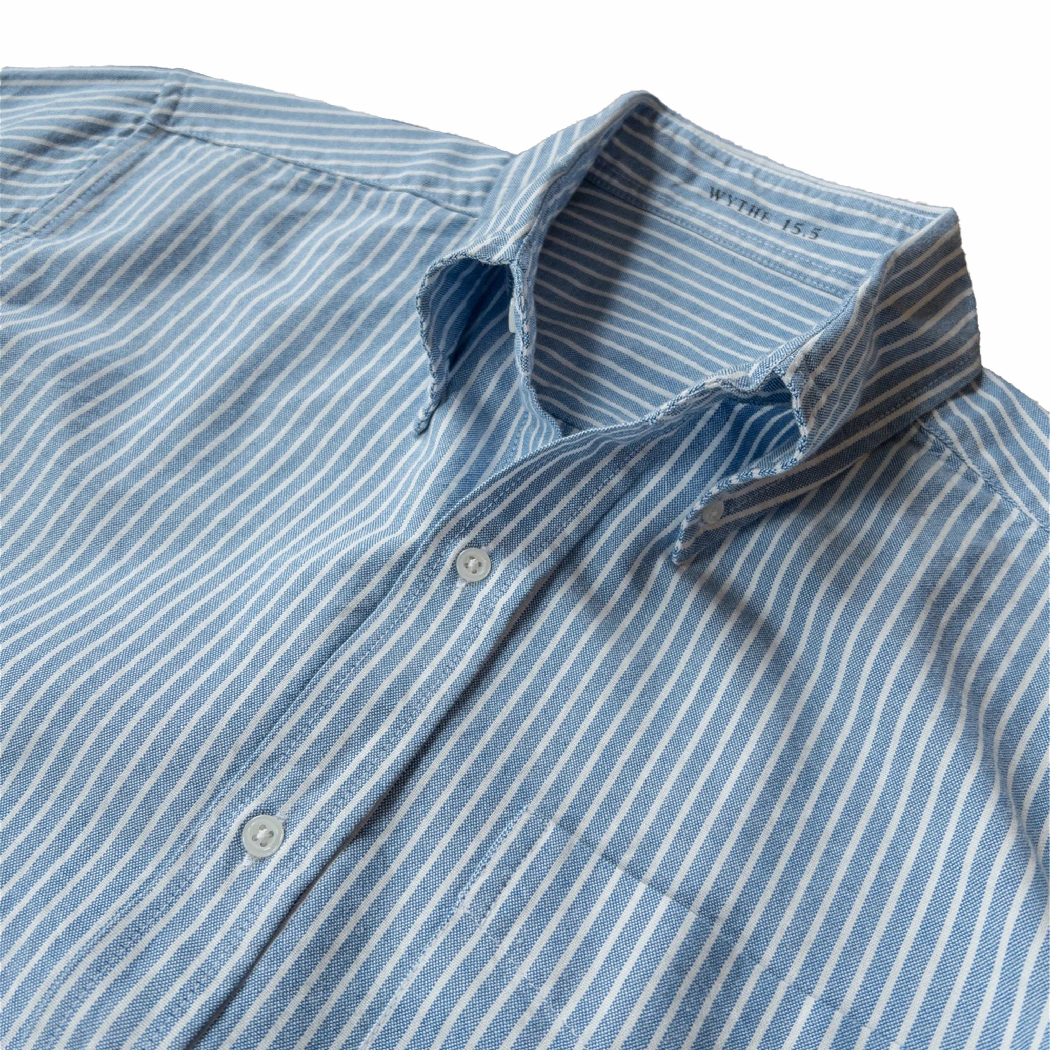 Wythe Oxford Cloth Button Down Shirt (Blue/White Stripe) - Image 2