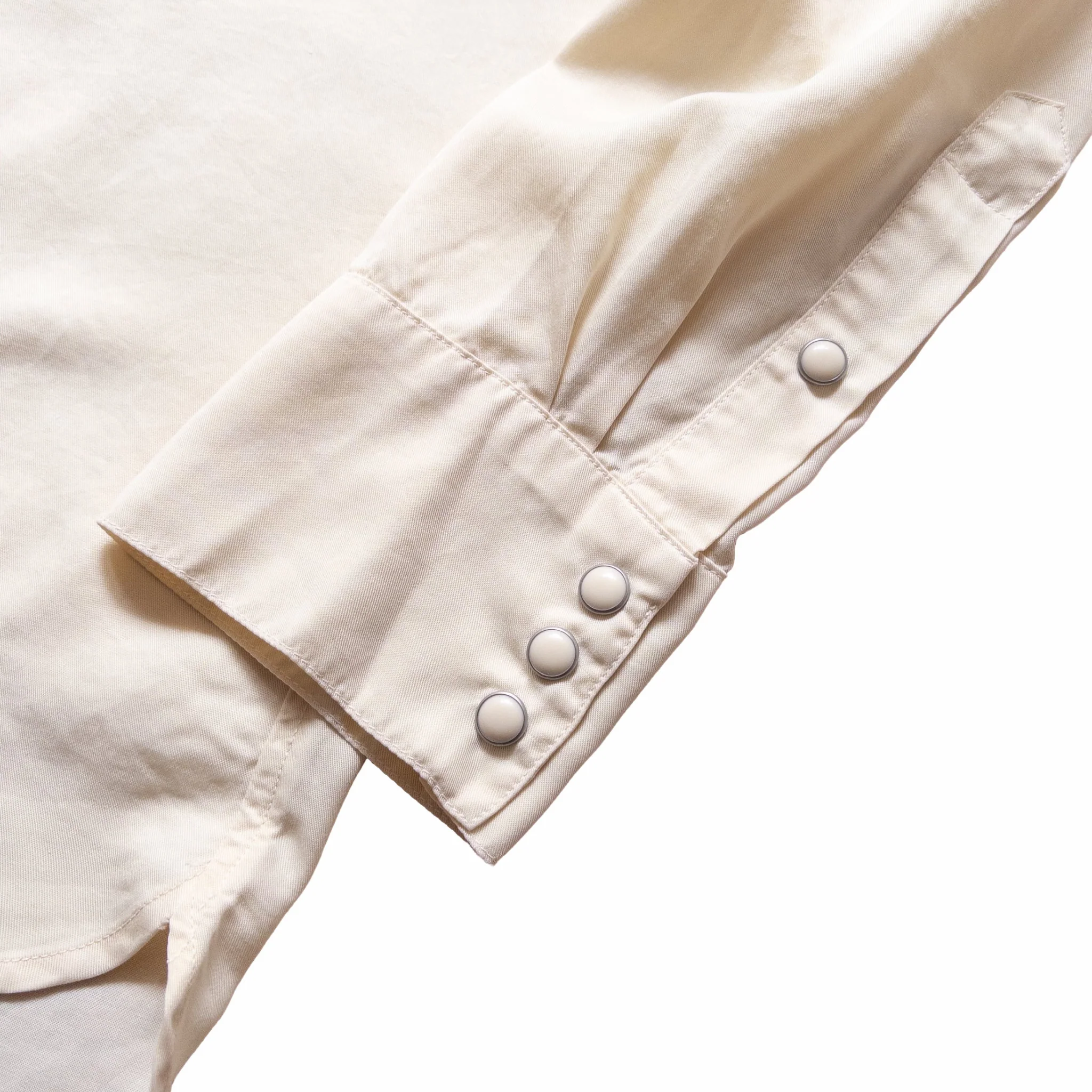 Wythe Tencel Gabardine Pearlsnap Shirt (Buttermilk) - Image 4