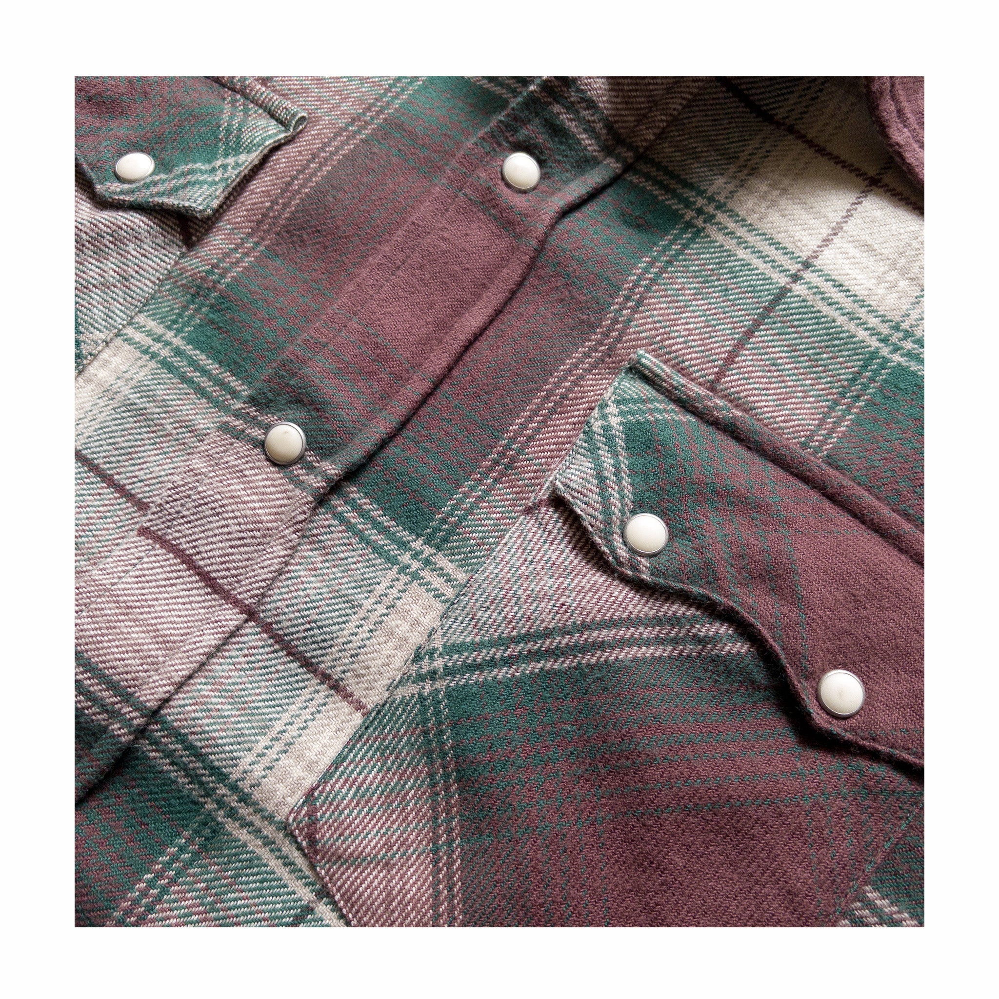 Wythe Washed Flannel Pearlsnap Shirt (Grizzly Shadow Plaid) - Image 2