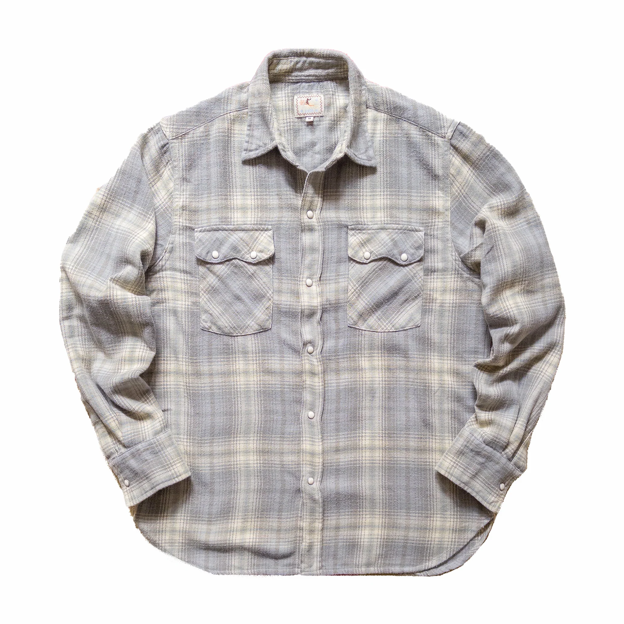 Wythe Washed Flannel Pearlsnap Shirt (Late Frost)