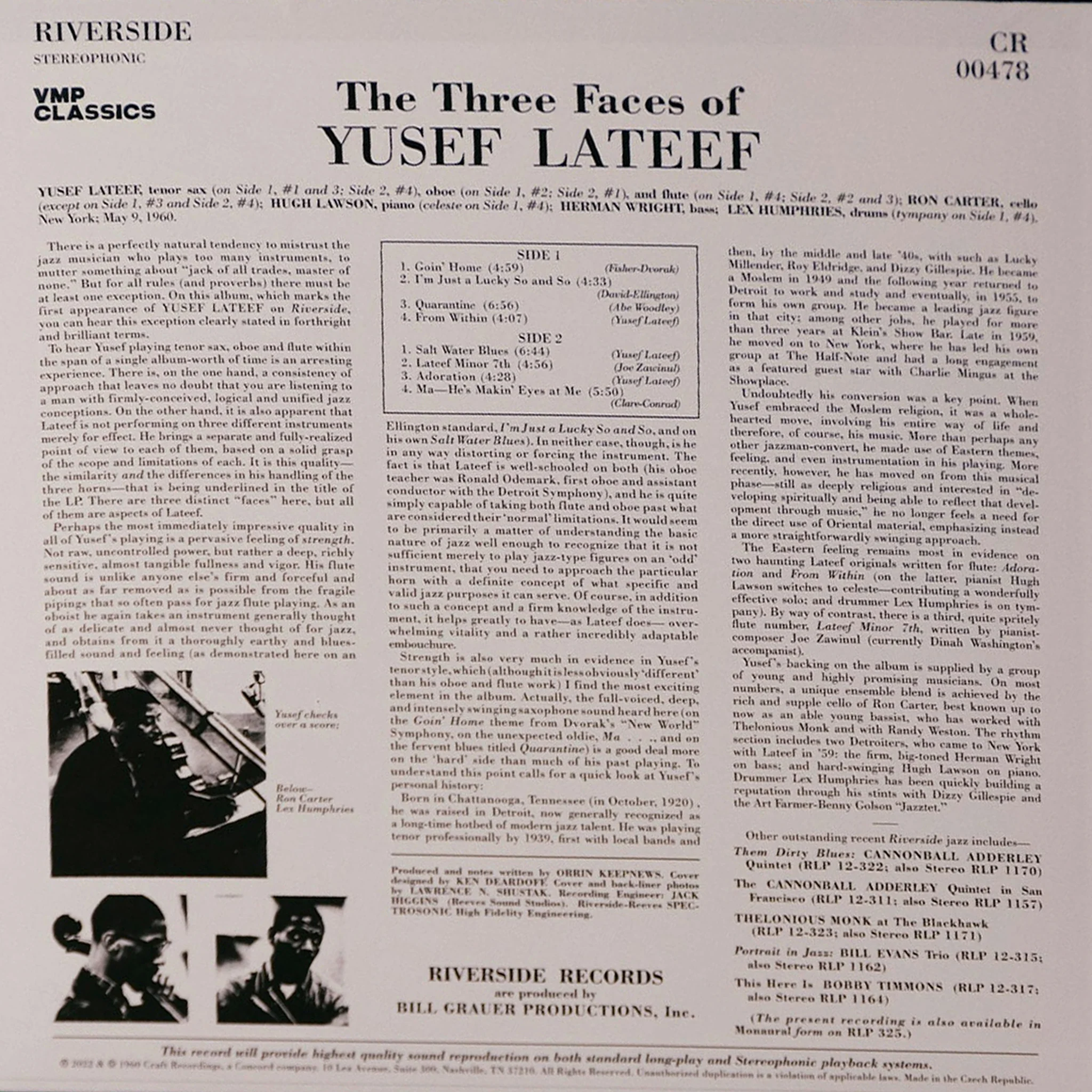Yusef Lateef "The Three Faces Of Yusef Lateef" LP (Black Vinyl) - Image 2